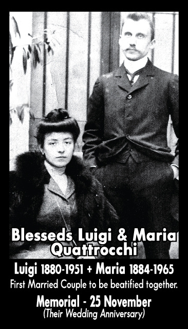 BLESSEDS LUIGI AND MARIA QUATTROCCHI PRAYER CARD